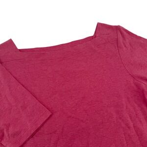 LL Bean Womens Pink Boat Neck Short Sleeve T Shirt Top Size Small